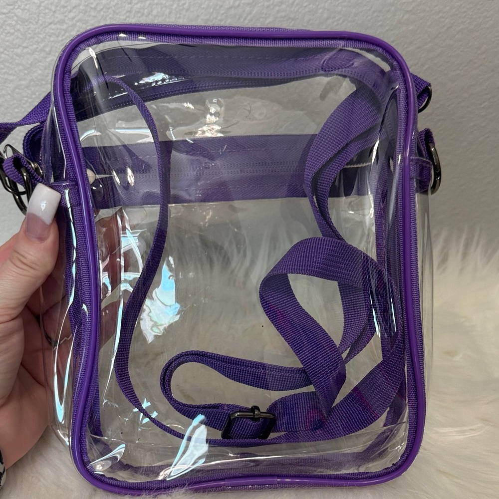 Clear Purple Crossbody Bag - Transparent PVC Shoulder Bag - Picture 4 of 4